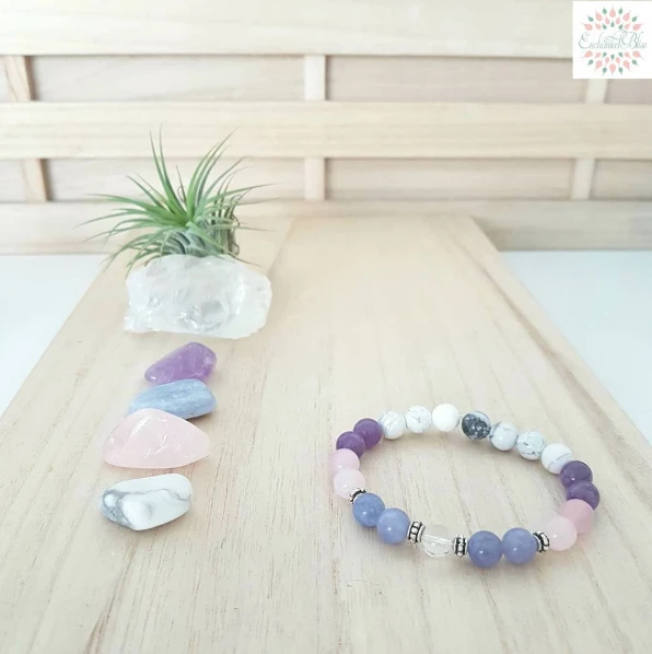 Angelite, Amethyst, Rose Quartz, Howlite, Clear Quartz