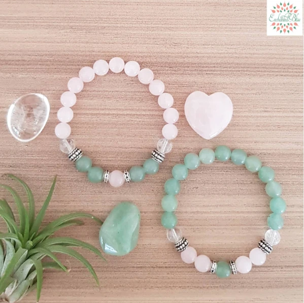 Green Aventurine, Rose Quartz, Clear Quartz