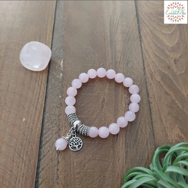 Rose Quartz & Tree of Life Charm