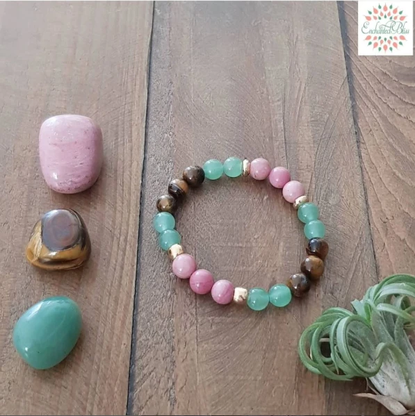 Rhodonite, Green Aventurine, Tiger’s Eye