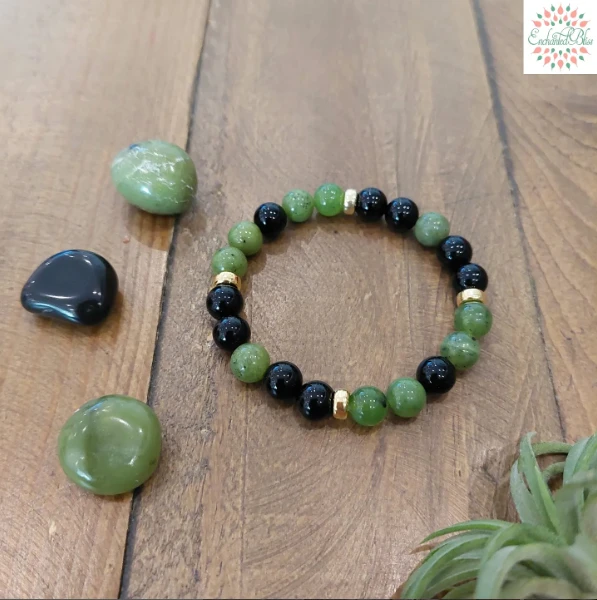 Nephrite Jade, Black Agate