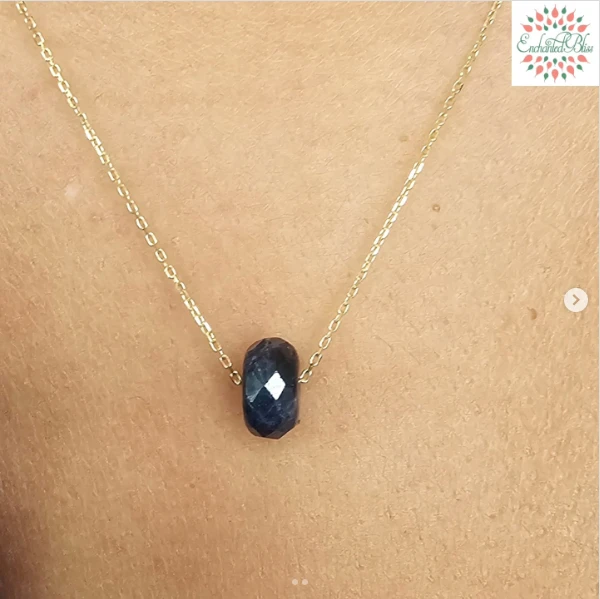 Blue Sapphire “The Wisdom Stone” 18K Gold 15-17inch Necklace