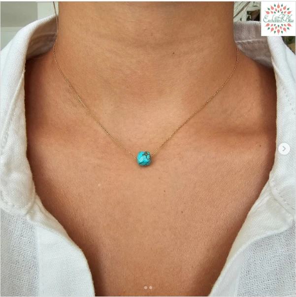 Gorgeous  enhanced Himalayan Turquoise 15 -17  inch   Necklace