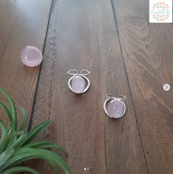 Sterling Silver adjustable size rings with Rose Quartz