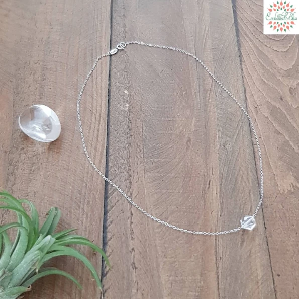 Sterling Silver Clear Quartz 16 inch long Necklace