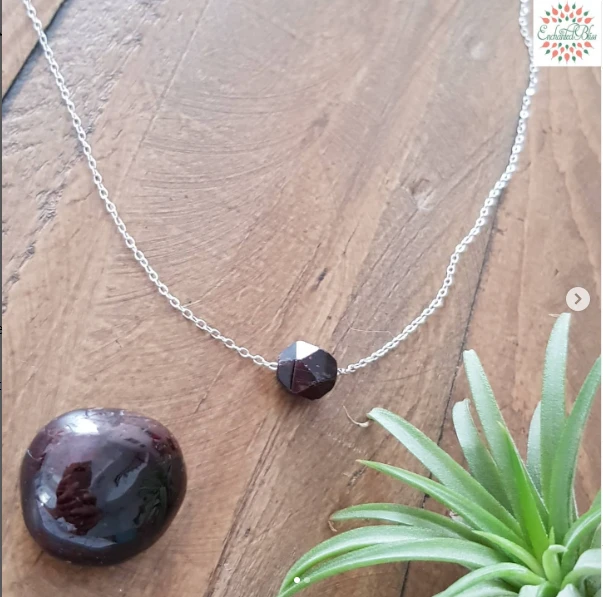 Love & Passion Garnet on 16 inch Rodium plated Sterling Silver Necklace.