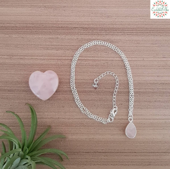 Pure Silver Rose Quartz Unconditional Love 15-17 inch Necklace