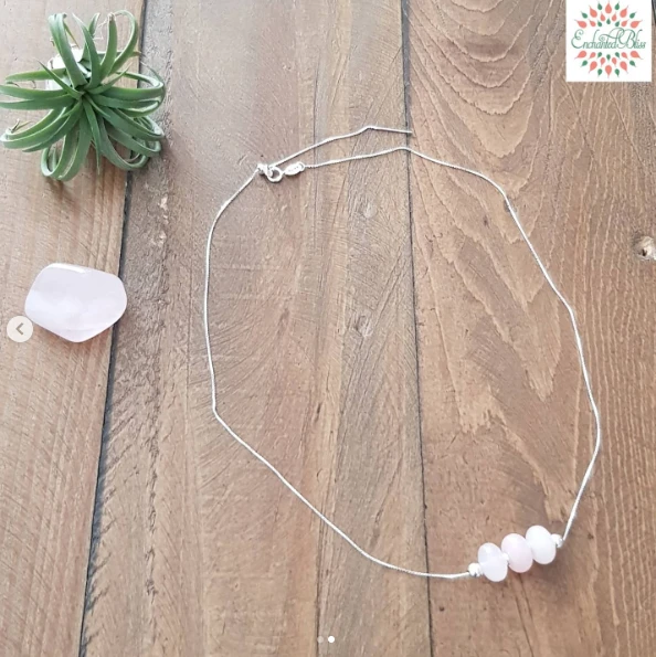 Pure Silver Rose Quartz Unconditional Love 14 _ 18 inch adjustable length Necklace