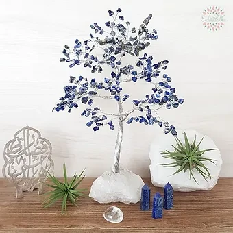 Lapis Lazuli "Total Awareness" on Raw Quartz Gemstone Tree