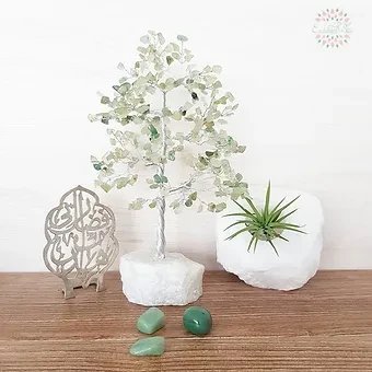 Green Aventurine on Raw Quartz Gemstone Tree