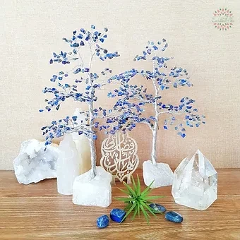 Lapis Lazuli on raw Quartz base Gemstone tree