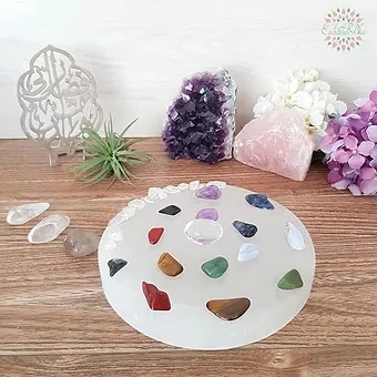 Selenite Energy Cleansing and Charging 14cm Round Plate