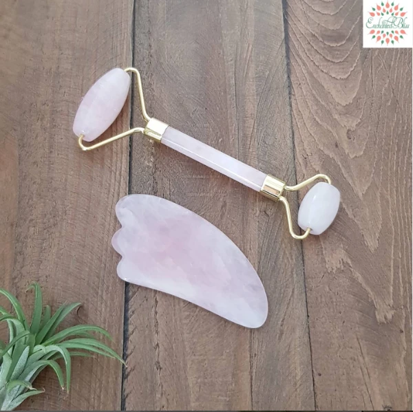 Rose Quartz Facial Massage Roller & Gua Sha Set